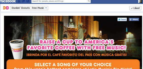 Dunkin’ Donuts Facebook fans can celebrate Latin music’s big night with a complimentary music download of the hottest tracks from this year’s nominees through partnership with Universal